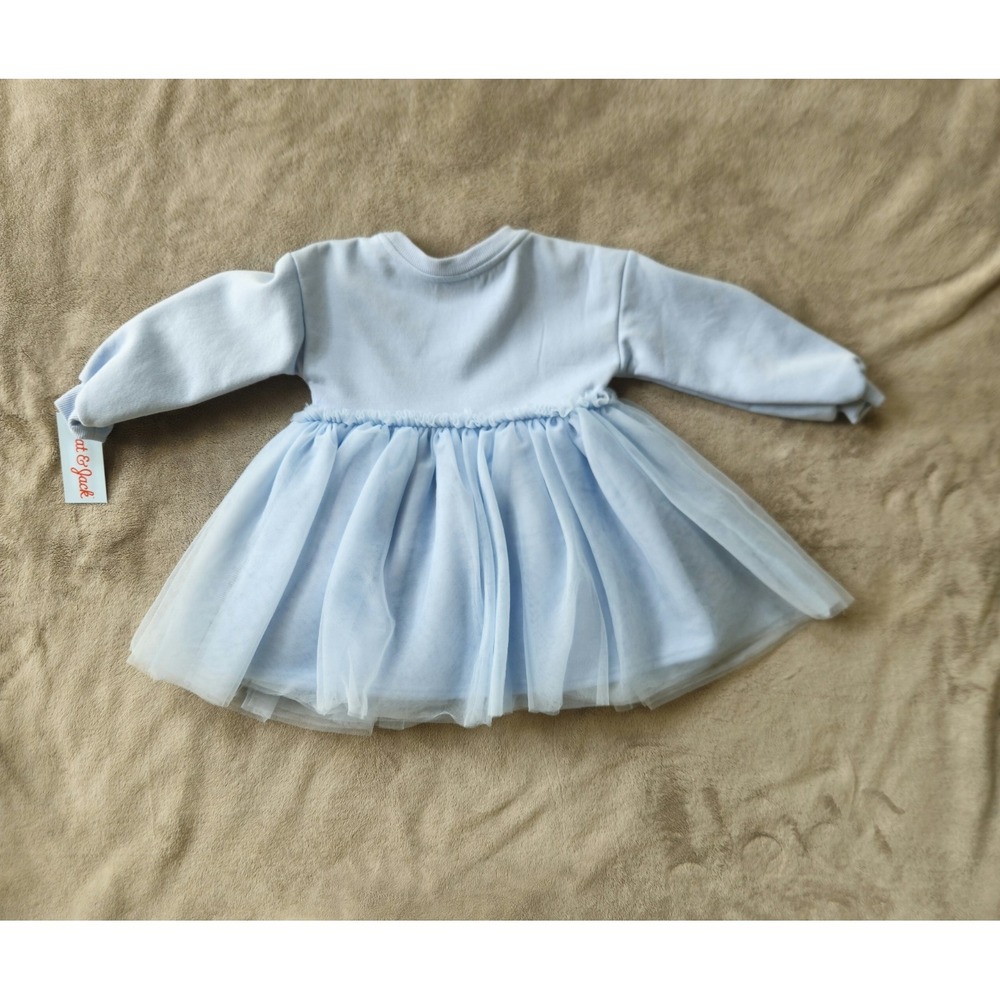 New! Cat & Jack Tutu Dress Blue Pink Heart Accent Long Sleeve 18M Girls - Picture 2 of 6